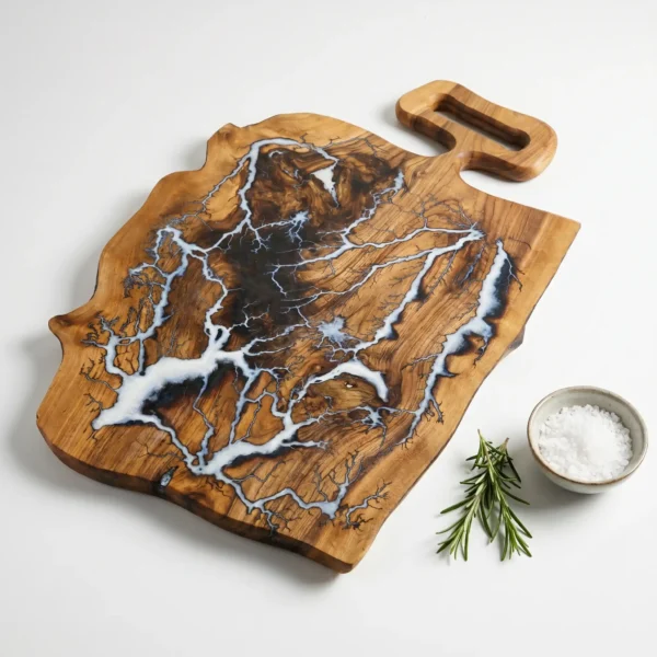 Tocator/Platou din lemn de nuc si rasina 64x38cm